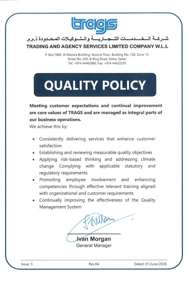 TRAGS_Quality_Policy_Issue3_Rev 4